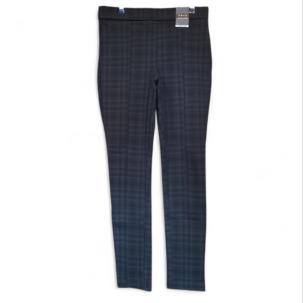 Women's Dash Ponte Plaid Leggings Black & Charcoal Med NWT's